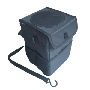 Multi-purpose car trash can with lid