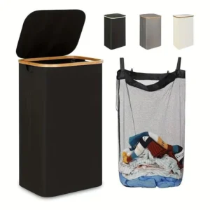 Foldable Dirty Laundry Basket With Lid & Removable Inner Bag Made Of Oxford Cloth For Clothing And Miscellaneous Items Storage
