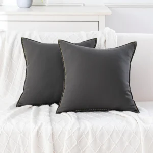 Handmade Luxury Yellow Embroidered Dark Gray Dot Unique Stitching Pattern Soft Throw Pillow Cover Home Decoration 2-Pack